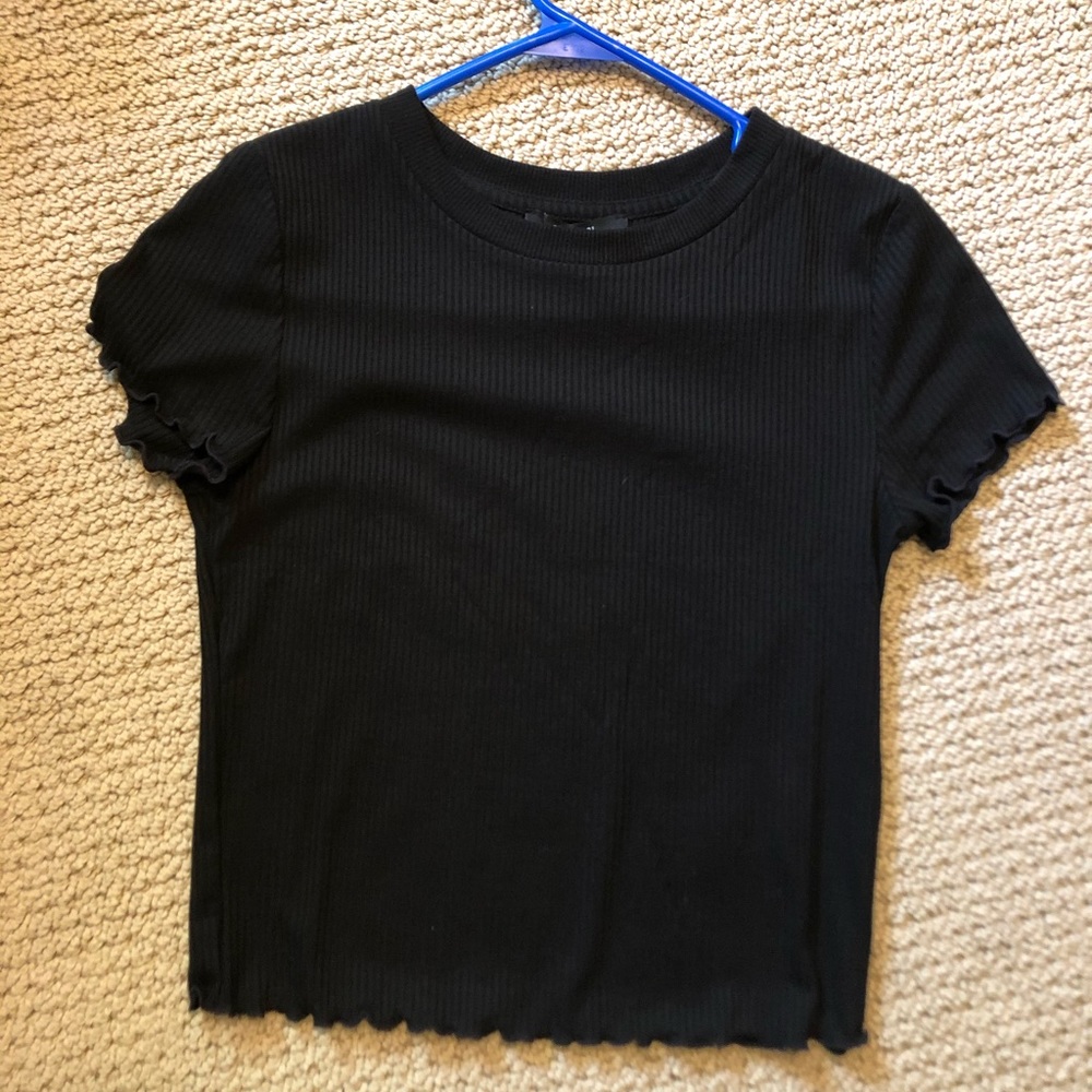 Black Ribbed Crop Top